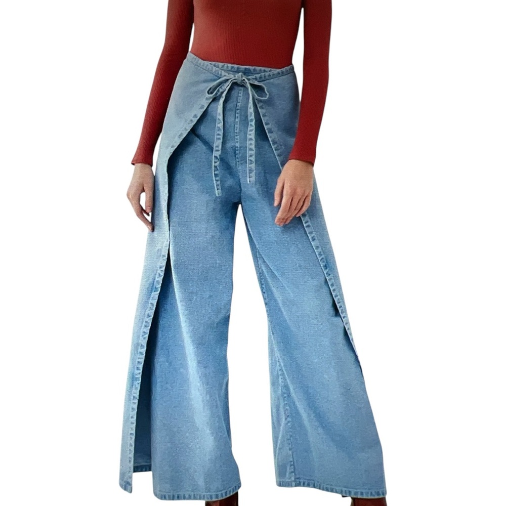 BFG Wrap Front Wide-Leg Light Blue Jeans size XS - TP
